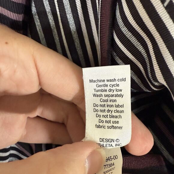 Athleta leggings Women's medium Purple Pink Striped Pull On High Rise - Picture 6 of 10